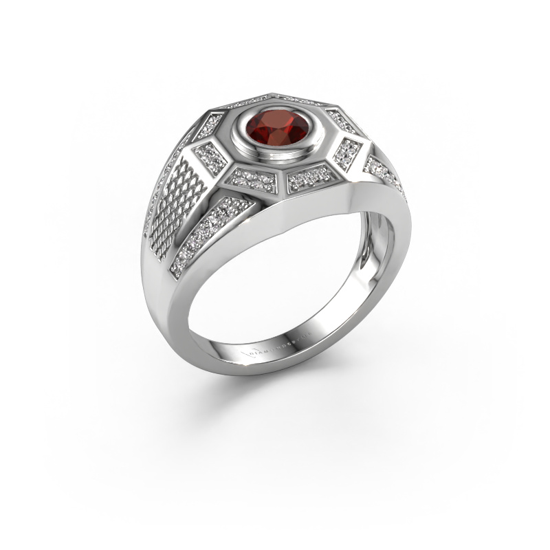 Image de Bague pour homme Enzo 950 platine Grenat 5 mm