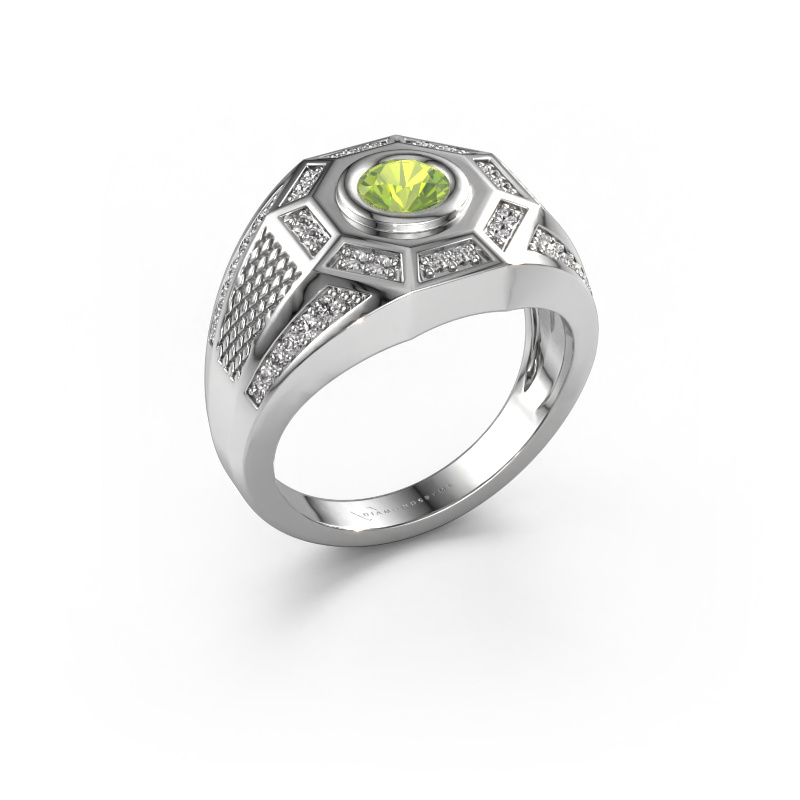 Bild von Herrenring Enzo 585 Weißgold Peridot 5 mm