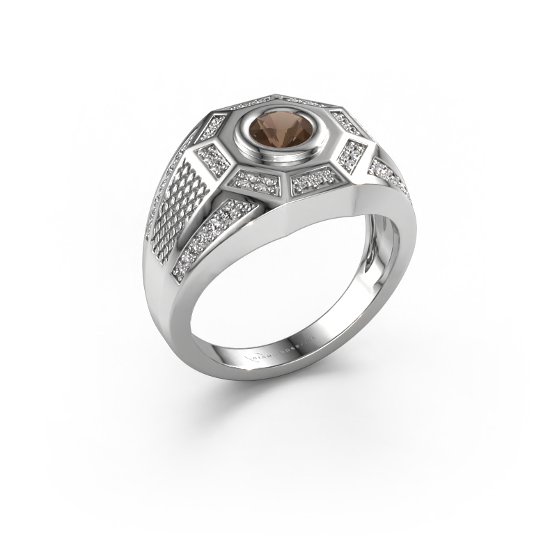 Image of Men's ring Enzo 950 platinum Smokey quartz 5 mm