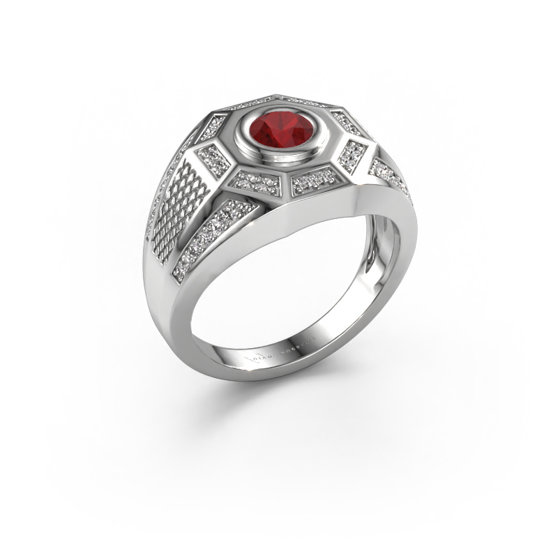 Image of Men's ring Enzo 585 white gold Ruby 5 mm