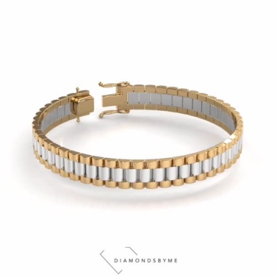 mooi Kreunt gemiddelde Rosé gouden geribbelde rolex style armband | DiamondsByMe