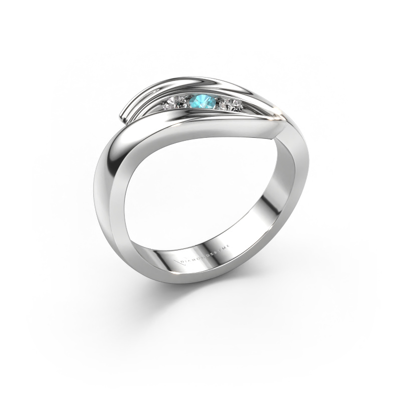 Image de Bague Erin 585 or blanc Topaze bleue 2.4 mm