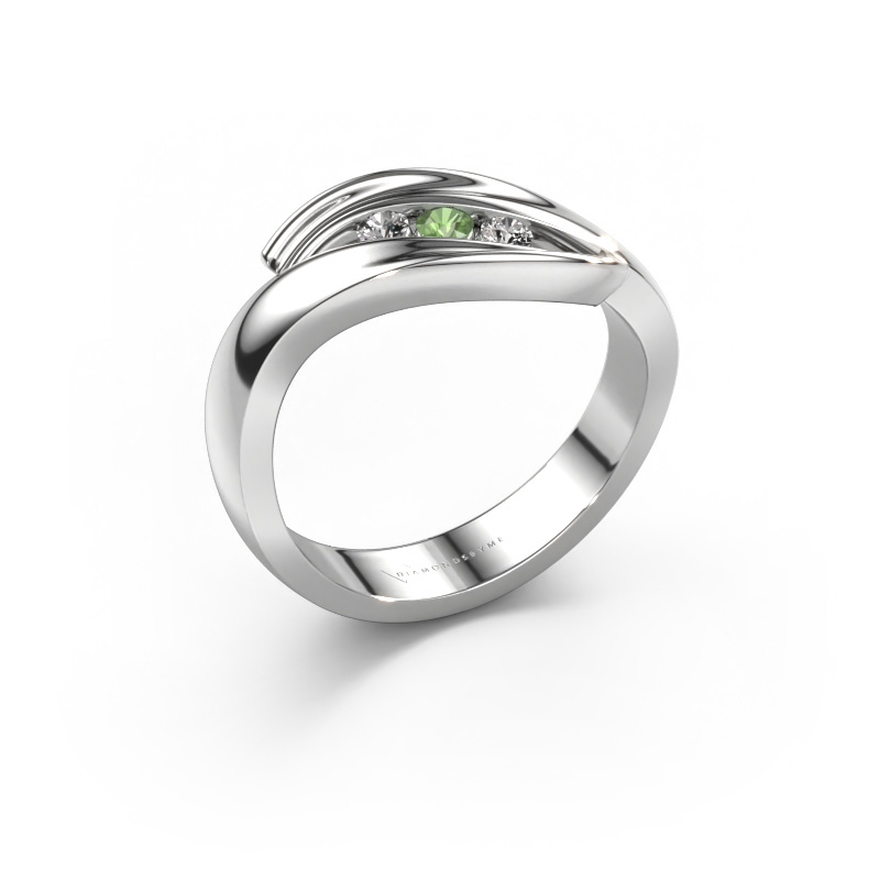 Image de Bague Erin 585 or blanc Vert tourmaline 2.4 mm