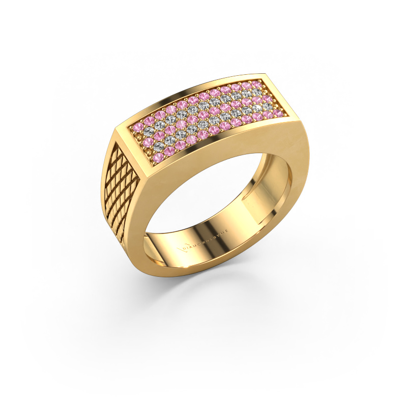 Afbeelding van Heren ring Erwin 585 goud Roze saffier 1.2 mm