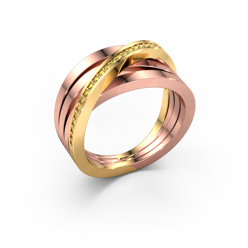 Image de Bague Esmee 585 or rose Saphir jaune 1 mm