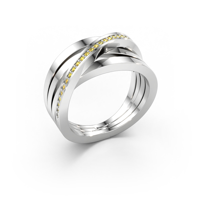 Bild av Ring Esmee 585 vitt guld Gul safir 1 mm