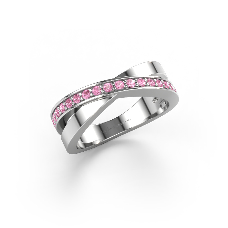 Image of Ring Essie 585 white gold Pink sapphire 1.5 mm