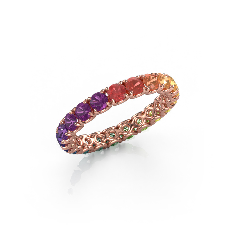 Image of Stackable ring Estee 2.9 585 rose gold Rainbow sapphire 1 2.9 mm