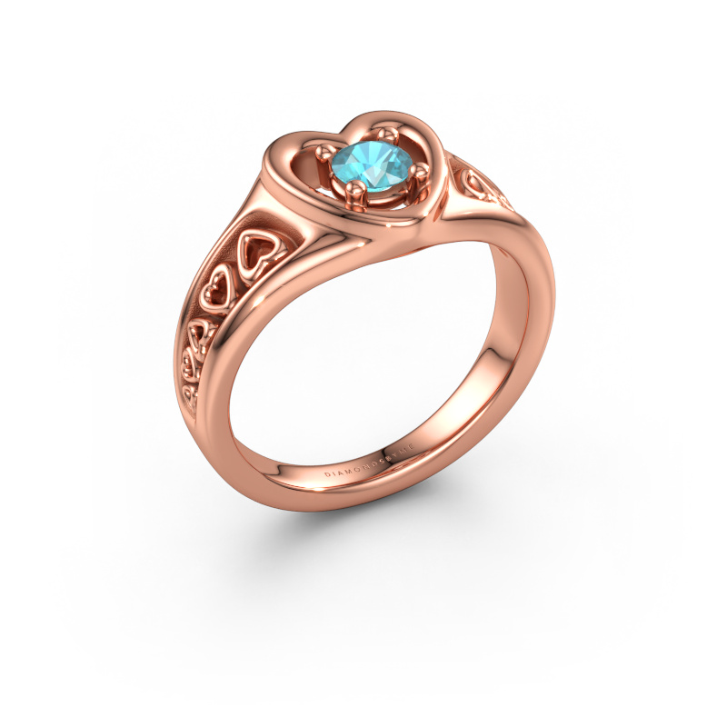 Immagine di Anello Eura 585 oro rosa Topazio blu 4 mm