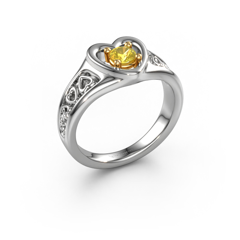 Image of Ring Eura 585 white gold Yellow sapphire 4 mm