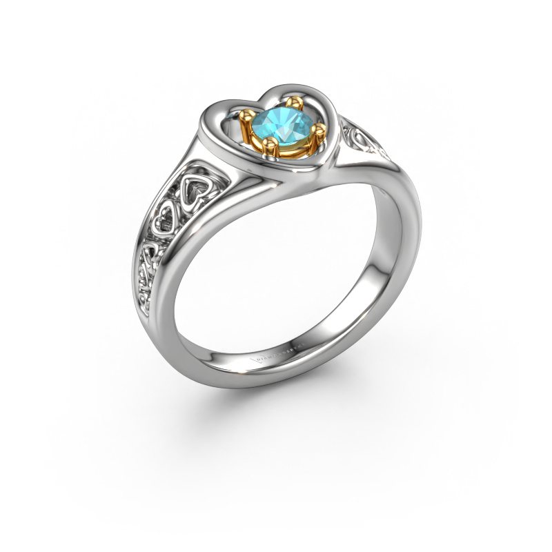 Image de Bague Eura 585 or blanc Topaze bleue 4 mm