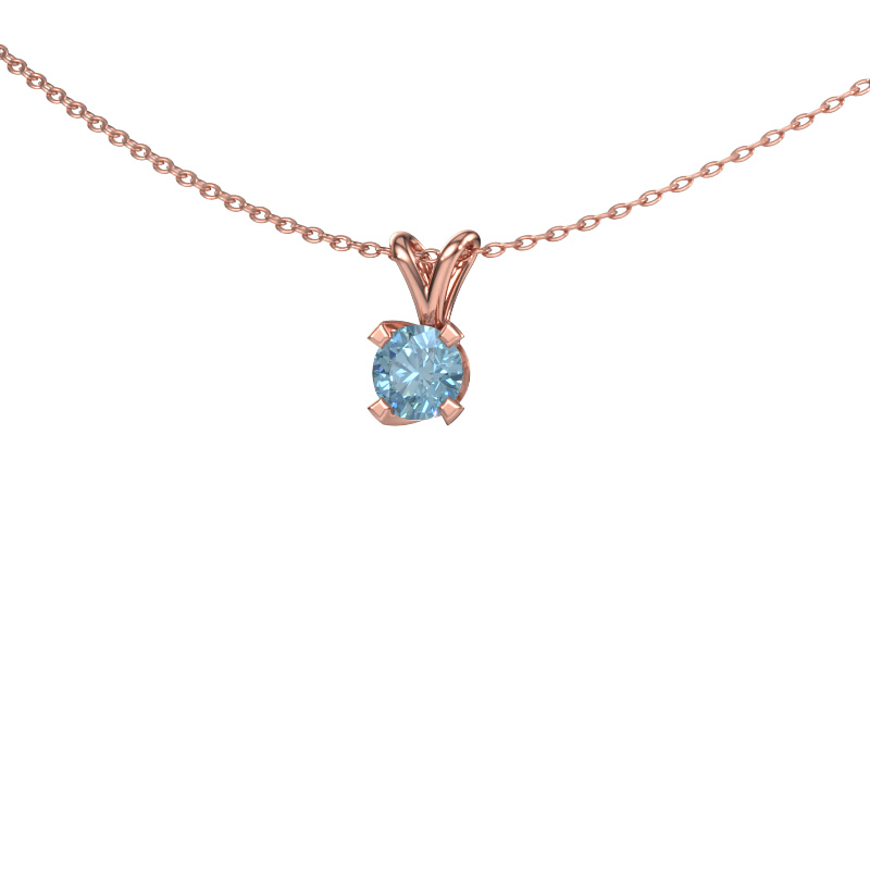 Image of Pendant Eva 585 rose gold Blue lab grown diamond 5 mm