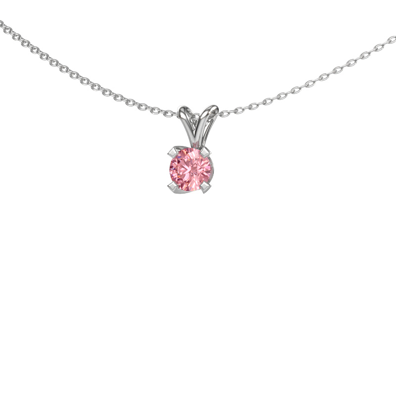 Bild von Anhänger Eva 585 Weißgold Rosa Labordiamant 5 mm