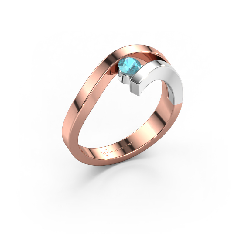 Bild von Ring Evalyn 1 585 Roségold Blau Topas 3.7 mm