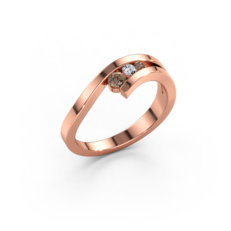 Immagine di Anello Evalyn 2 585 oro rosa Diamante marrone 0.16 crt