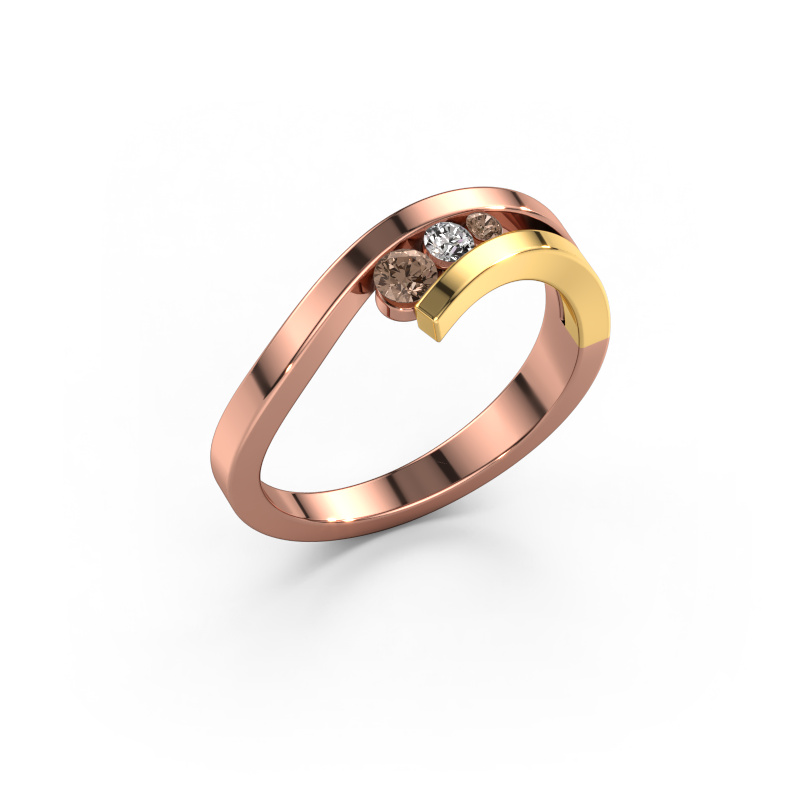 Image of Ring Evalyn 2 585 rose gold Brown diamond 0.16 crt