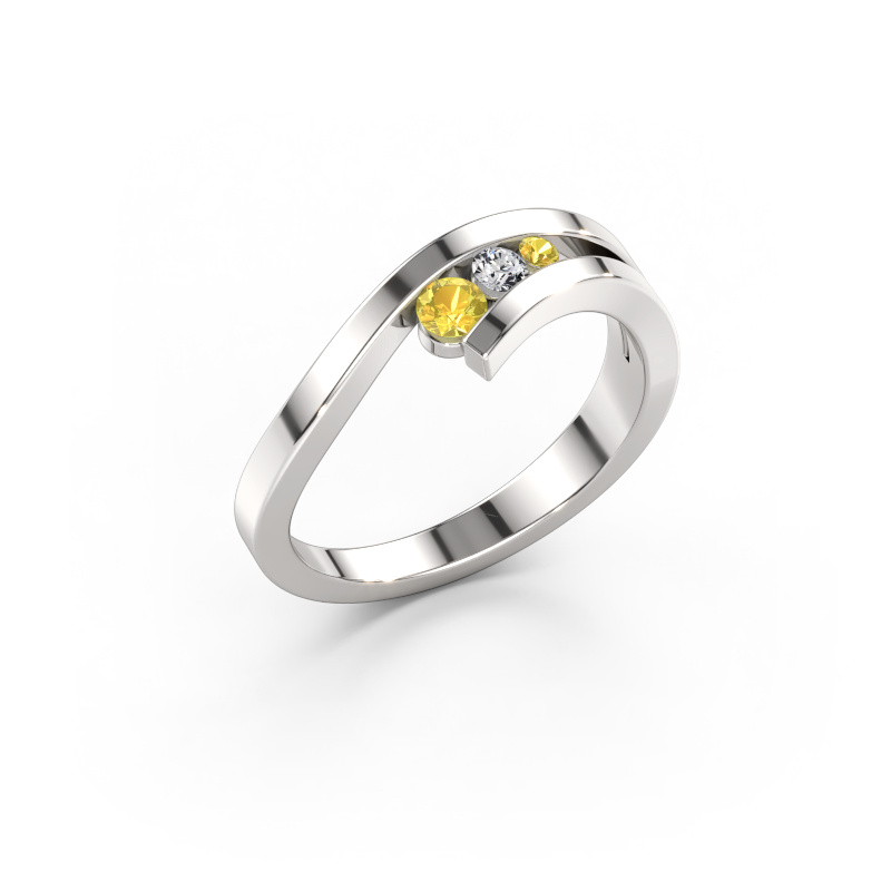 Image of Ring Evalyn 2 585 white gold Yellow sapphire 2.8 mm