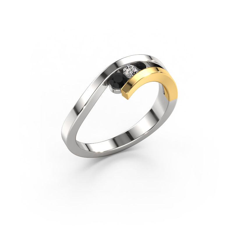 Bild von Ring Evalyn 2 585 Weißgold Schwarz Diamant 0.182 crt