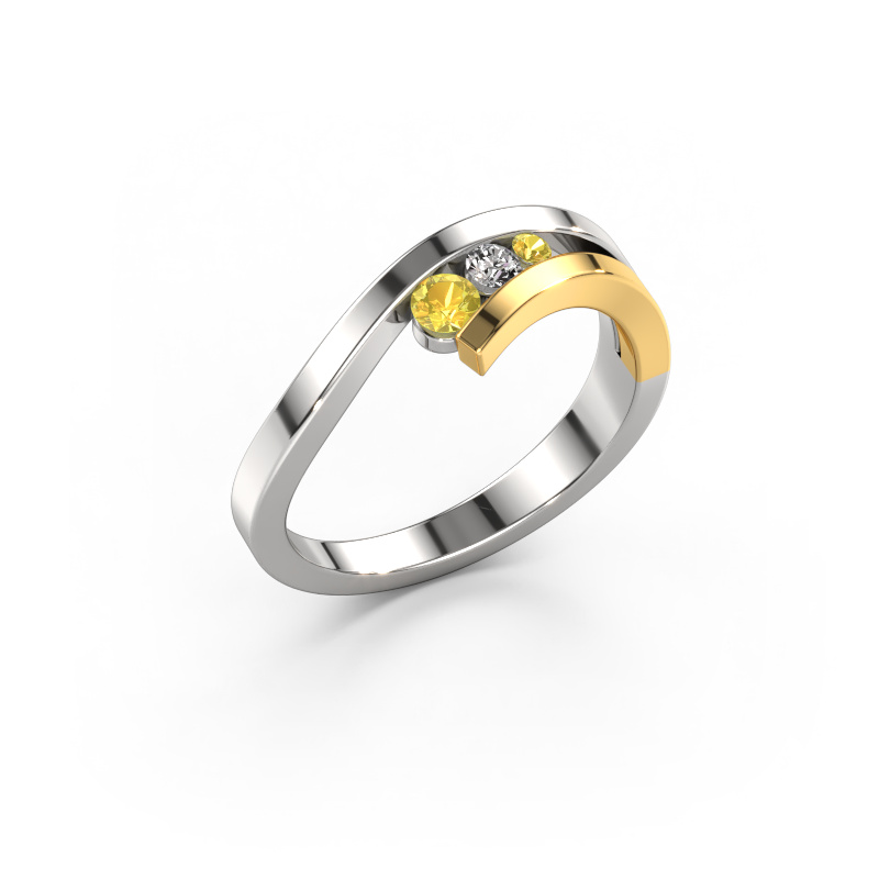 Image of Ring Evalyn 2 585 white gold Yellow sapphire 2.8 mm