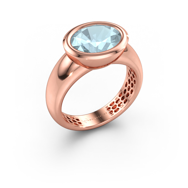 Immagine di Anello Evelyne 585 oro rosa Acquamarina 10x8 mm