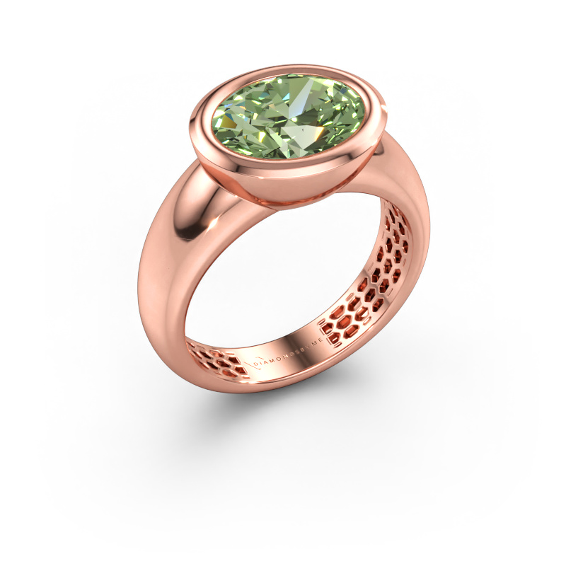 Immagine di Anello Evelyne 585 oro rosa Diamante lab grown verde 10x8 mm