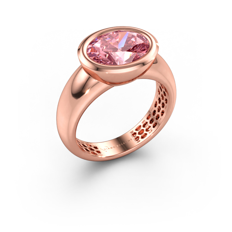 Bild av Ring Evelyne 585 roséguld Rosa labbodlad diamant 10x8 mm