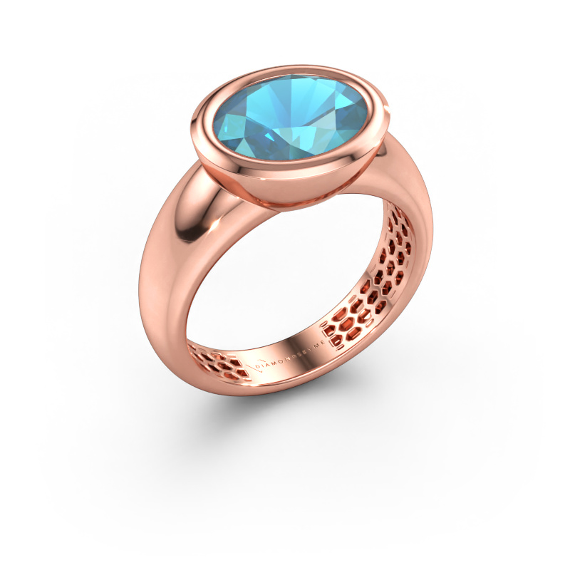 Bild av Ring Evelyne 585 roséguld Blå topas 10x8 mm