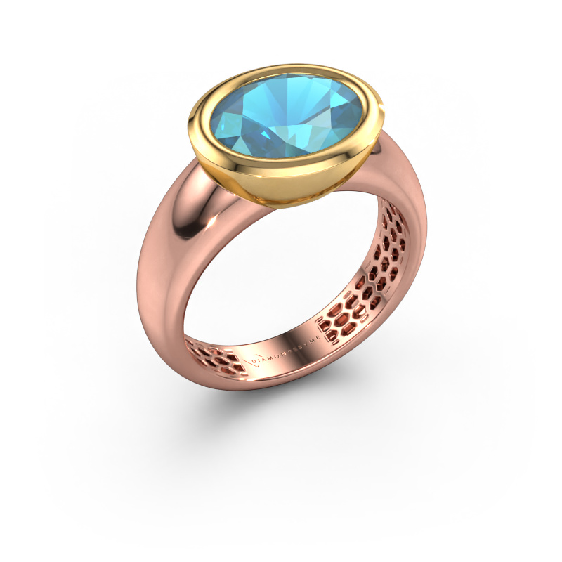 Image of Ring Evelyne 585 rose gold Blue topaz 10x8 mm