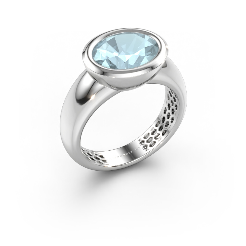 Immagine di Anello Evelyne 585 oro bianco Acquamarina 10x8 mm