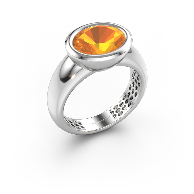 Immagine di Anello Evelyne 585 oro bianco Citrino 10x8 mm