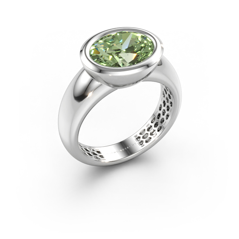 Immagine di Anello Evelyne 585 oro bianco Diamante lab grown verde 10x8 mm