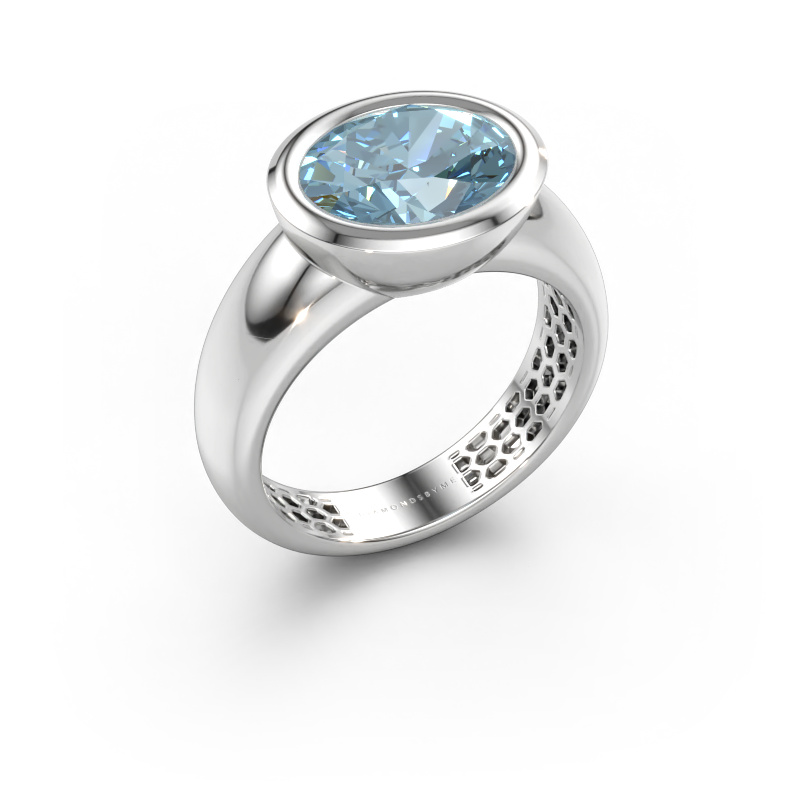 Immagine di Anello Evelyne 585 oro bianco Diamante lab grown blu 10x8 mm
