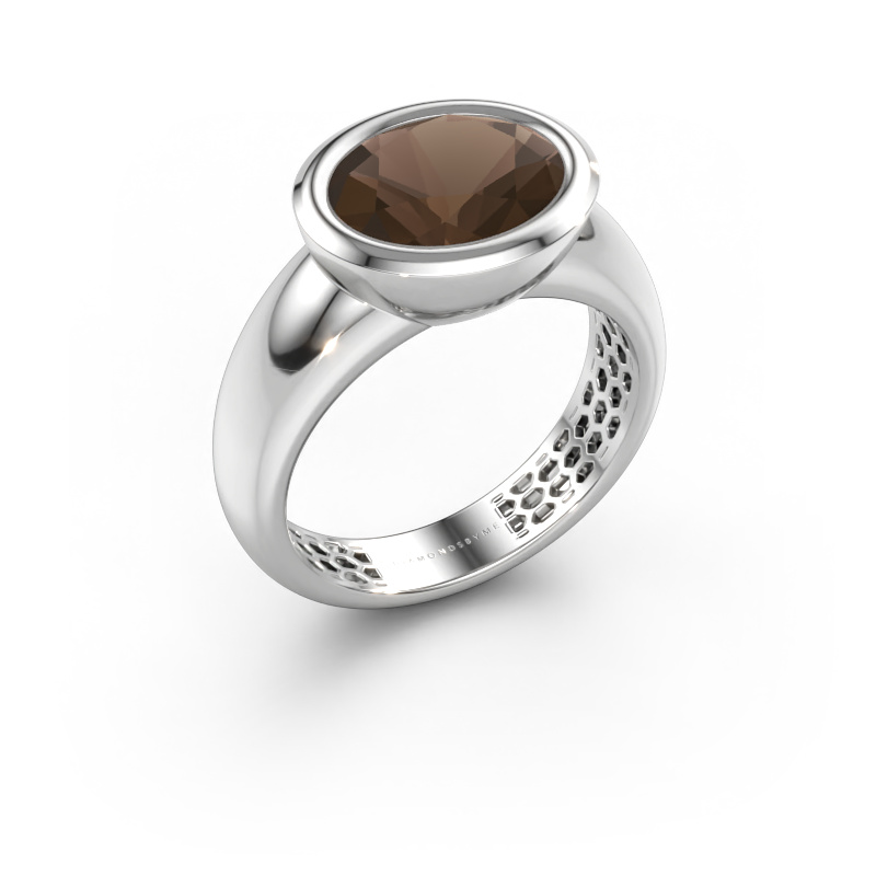Immagine di Anello Evelyne 585 oro bianco Quarzo fumé 10x8 mm