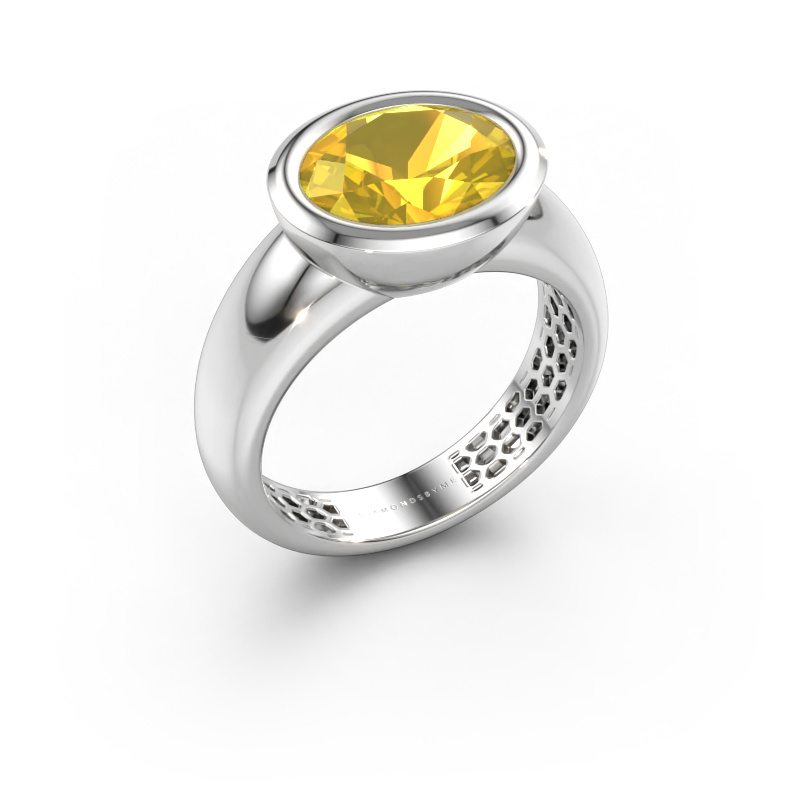 Bild av Ring Evelyne 585 vitt guld Gul safir 10x8 mm