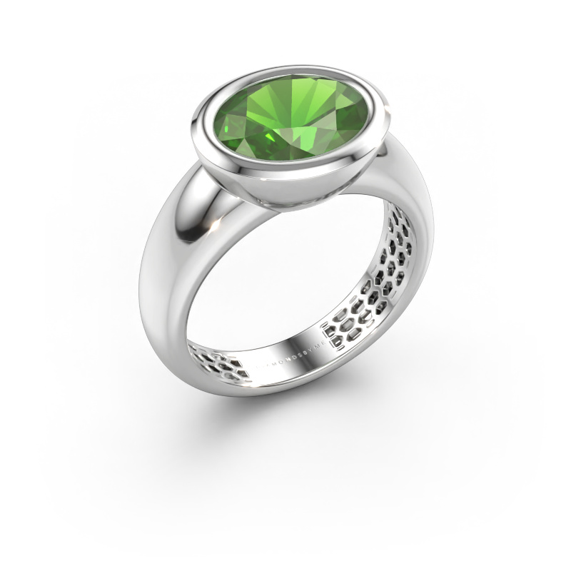 Immagine di Anello Evelyne 585 oro bianco Tormalina verde 10x8 mm