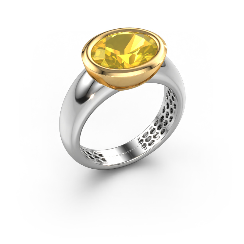 Image of Ring Evelyne 585 white gold Yellow sapphire 10x8 mm