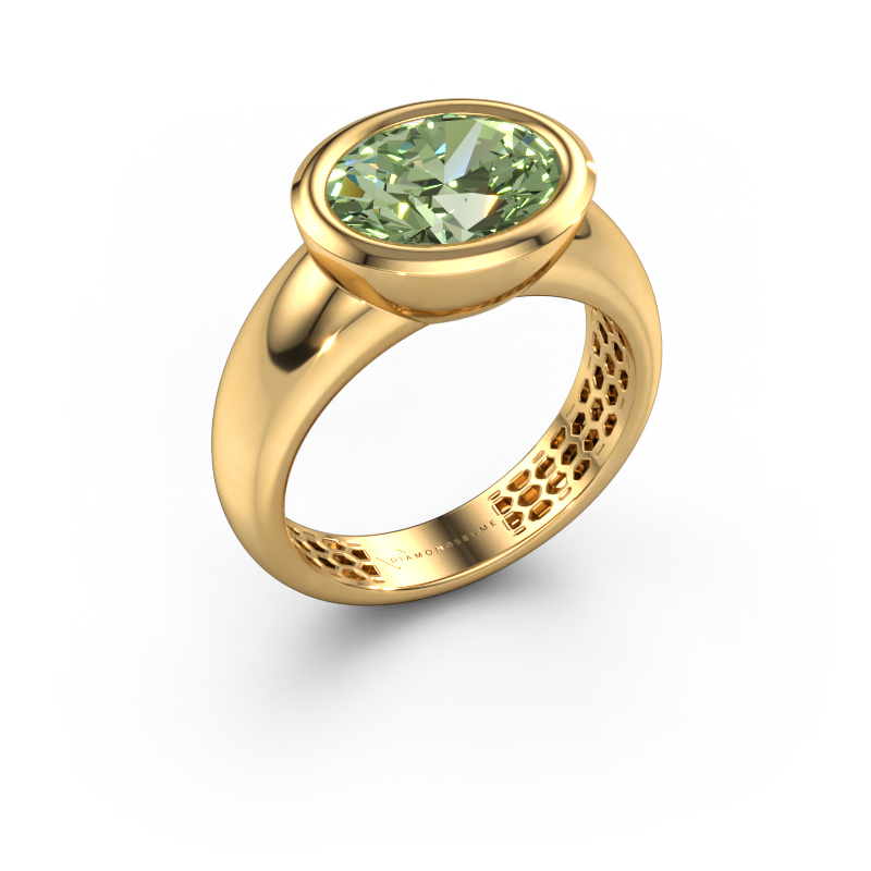 Image of Ring Evelyne 585 gold Green lab grown diamond 10x8 mm