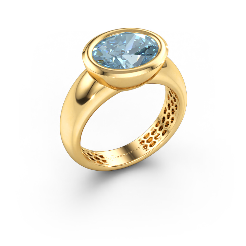 Immagine di Anello Evelyne 585 oro Diamante lab grown blu 10x8 mm
