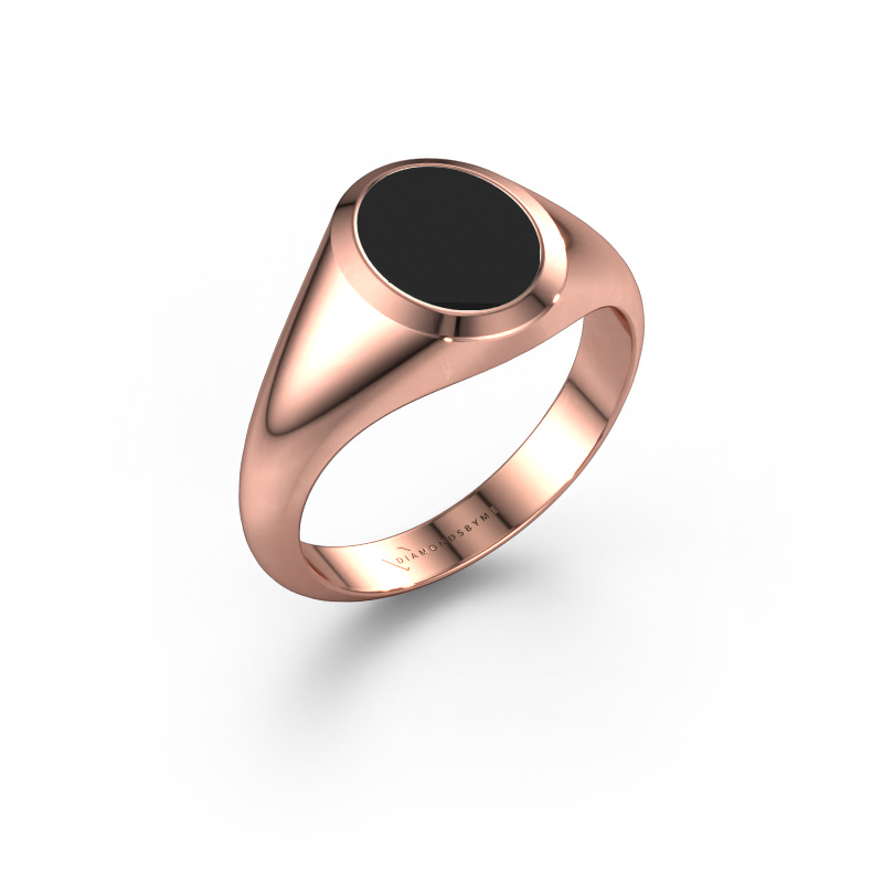 Image de Chevalière Evon 1 585 or rose émail noir 10x8 mm