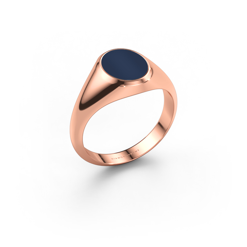 Immagine di Anello chevalier Evon 1 585 oro rosa Sardonica blu scura 10x8 mm