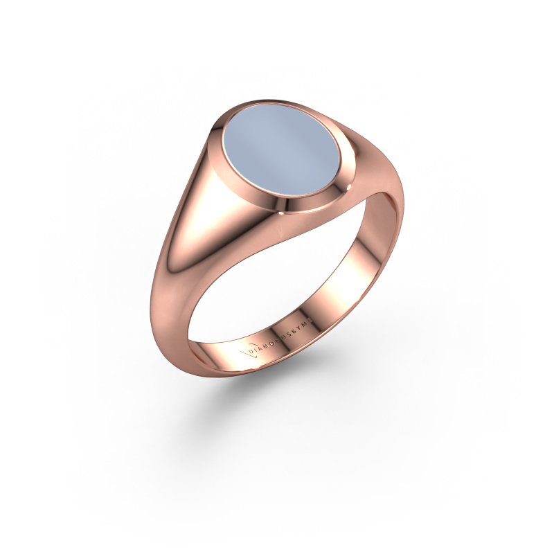 Image de Chevalière Evon 1 585 or rose Nicolo bleu clair 10x8 mm