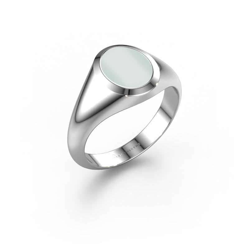 Bild von Siegelring Evon 1 585 Weißgold Grüner Lagenstein 10x8 mm