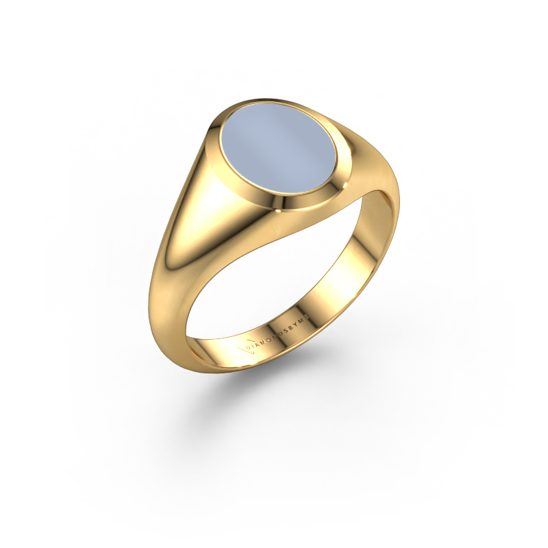 Image of Signet ring Evon 1 585 gold Light blue sardonyx 10x8 mm