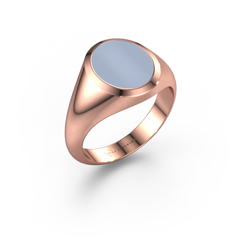 Image de Chevalière Evon 2 585 or rose Nicolo bleu clair 12x10 mm