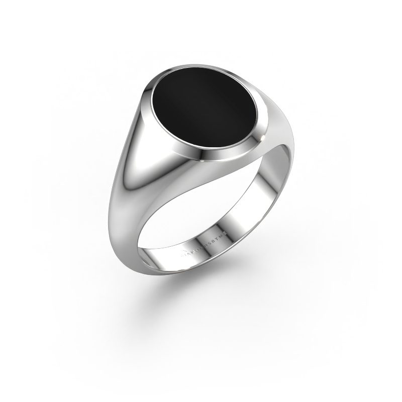 Image of Signet ring Evon 2 585 white gold Onyx 12x10 mm