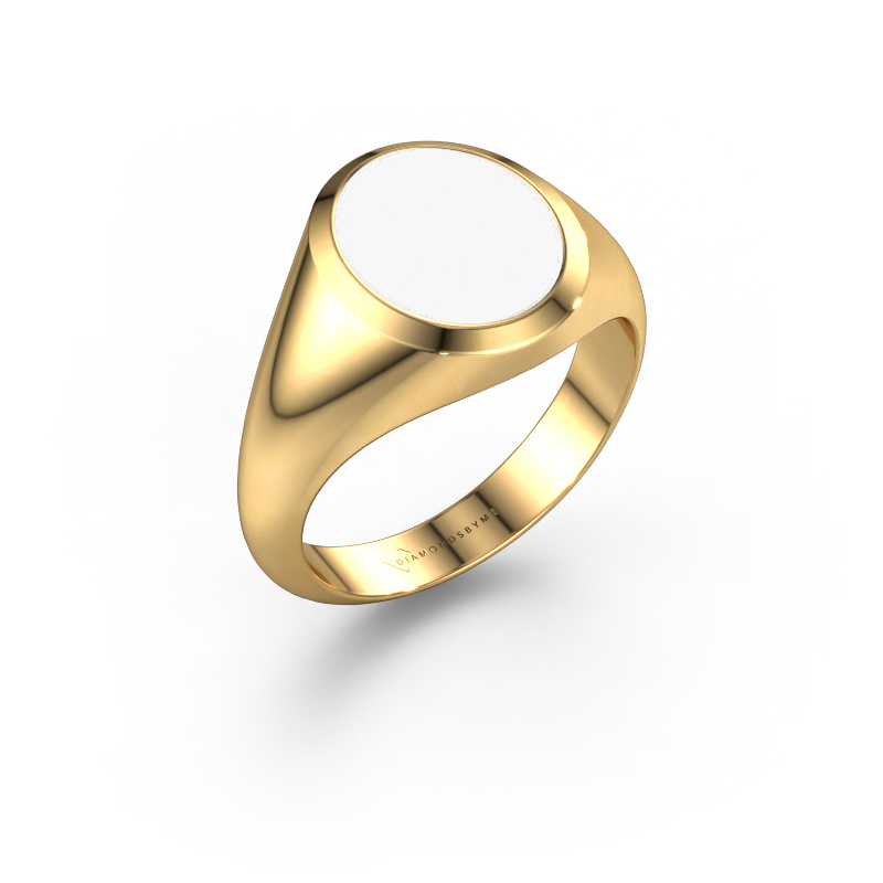 Image of Signet ring Evon 2 585 gold White enamel 12x10 mm