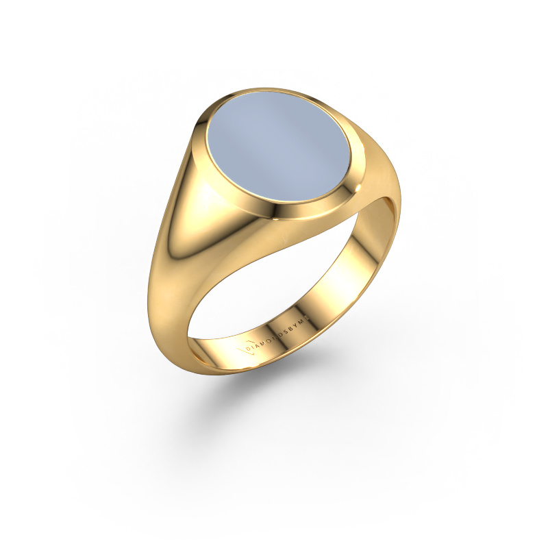 Image of Signet ring Evon 2 585 gold Light blue sardonyx 12x10 mm