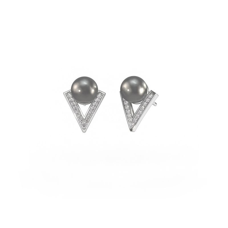 Image of Earrings Faith 950 platinum Grey pearl 7 mm