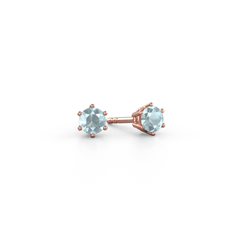 Image de Boucles d'oreilles Fay 585 or rose Aigue-marine 4.2 mm