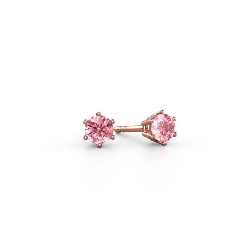 Image of Earrings Fay 585 rose gold Pink lab grown diamond 4.2 mm